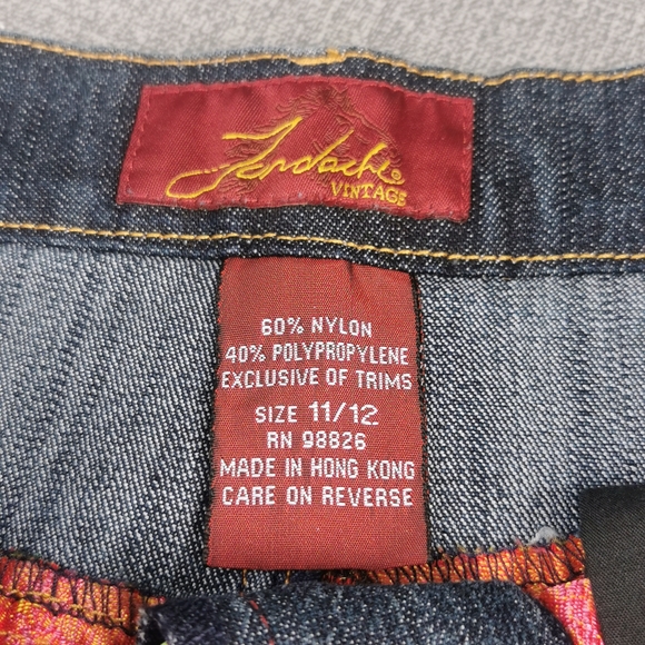 Jordache Vintage Jean Size 11 / 12 and satin skirt Red Gold Blue retro - Picture 6 of 15